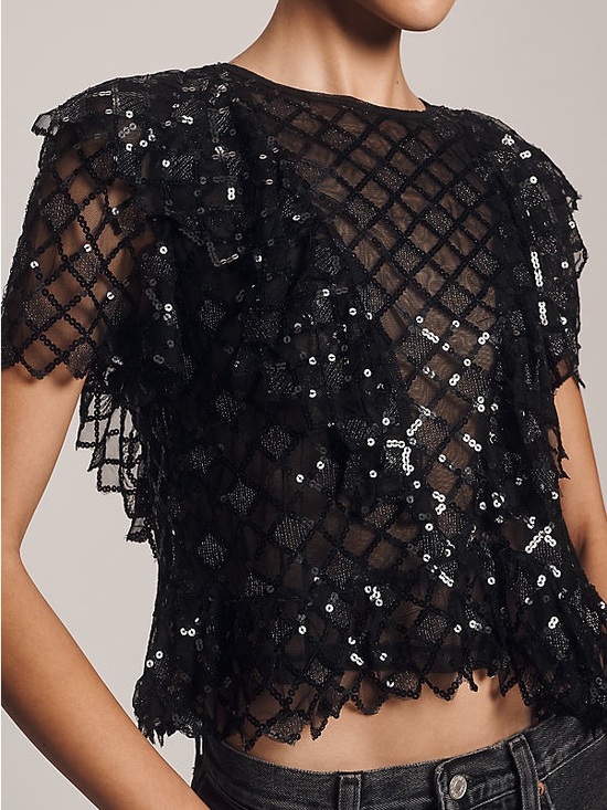Anthropologie Tops - By Anthropologie Semi-Sheer Sequin Top